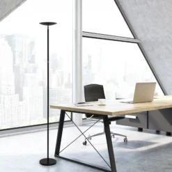 Lámpara de pie LED MAULsphere, negro, atenuable, altura 183 cm