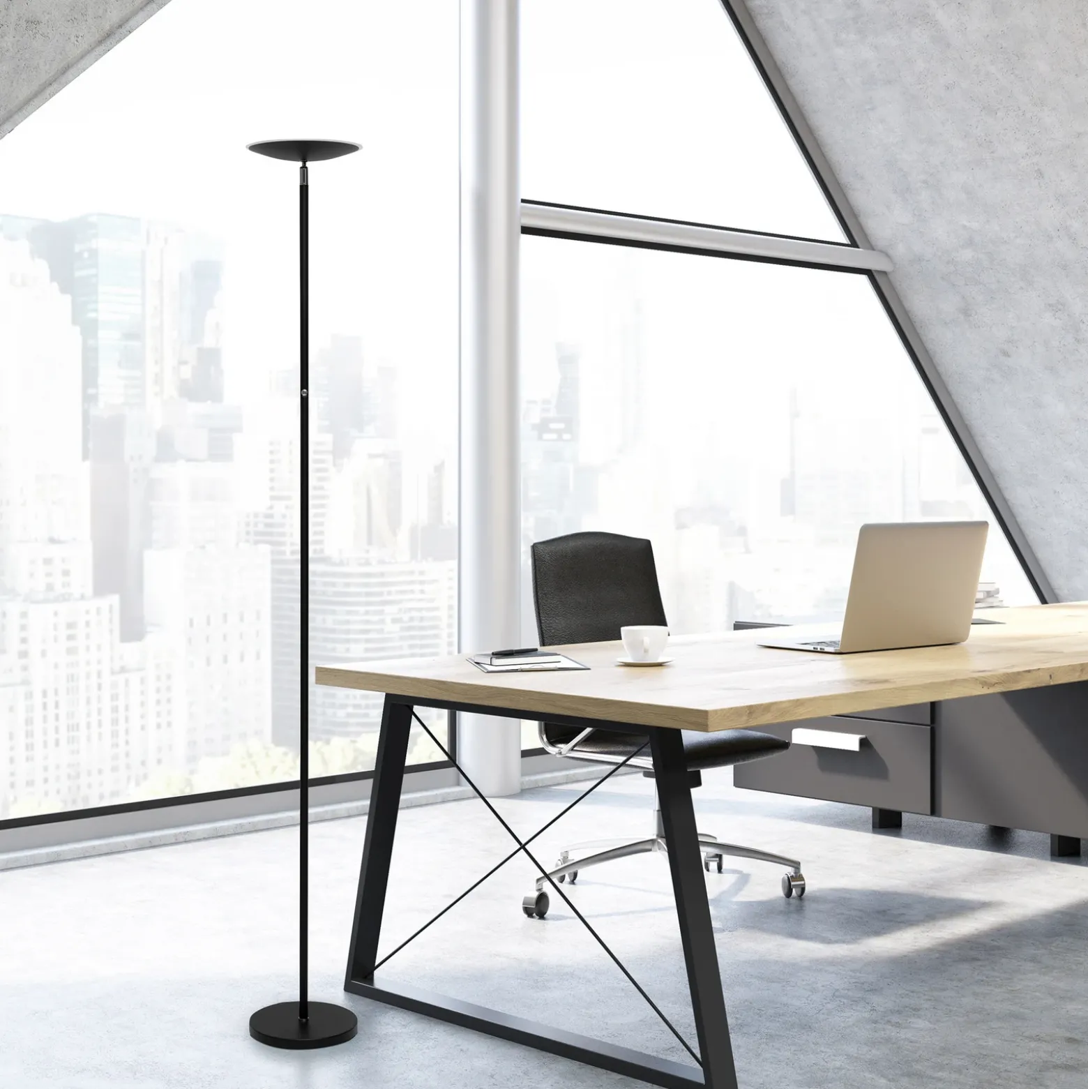Lámpara de pie LED MAULsphere, negro, atenuable, altura 183 cm