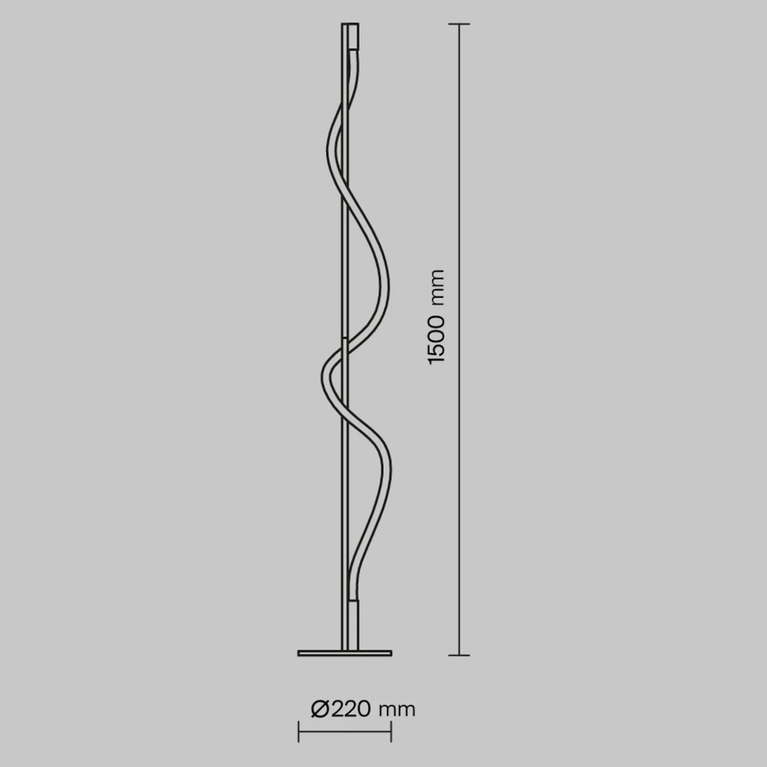 Lámpara de pie LED Maytoni Tau, negra, aluminio, altura 150 cm