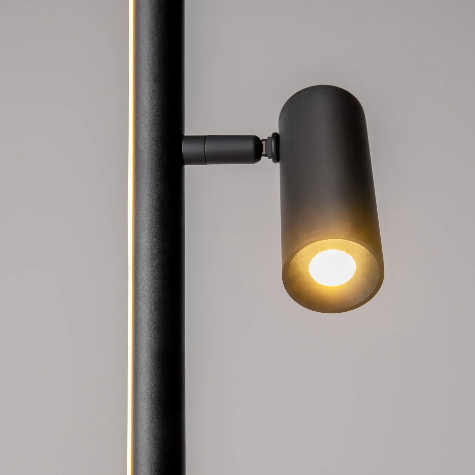 Lámpara de pie LED Maytoni Thin, negra, aluminio, altura 155 cm, atenuable