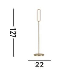 Lámpara de pie LED Mod, color latón, atenuable en 3 niveles, acero