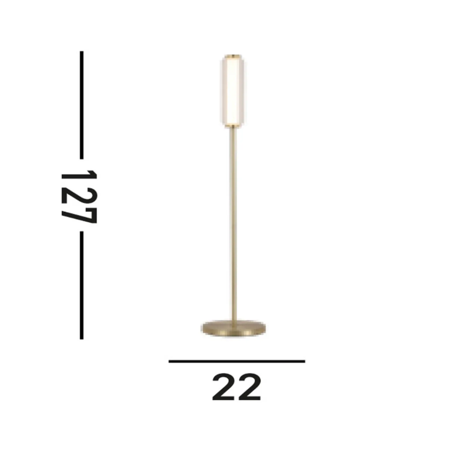 Lámpara de pie LED Mod, color latón, atenuable en 3 niveles, acero