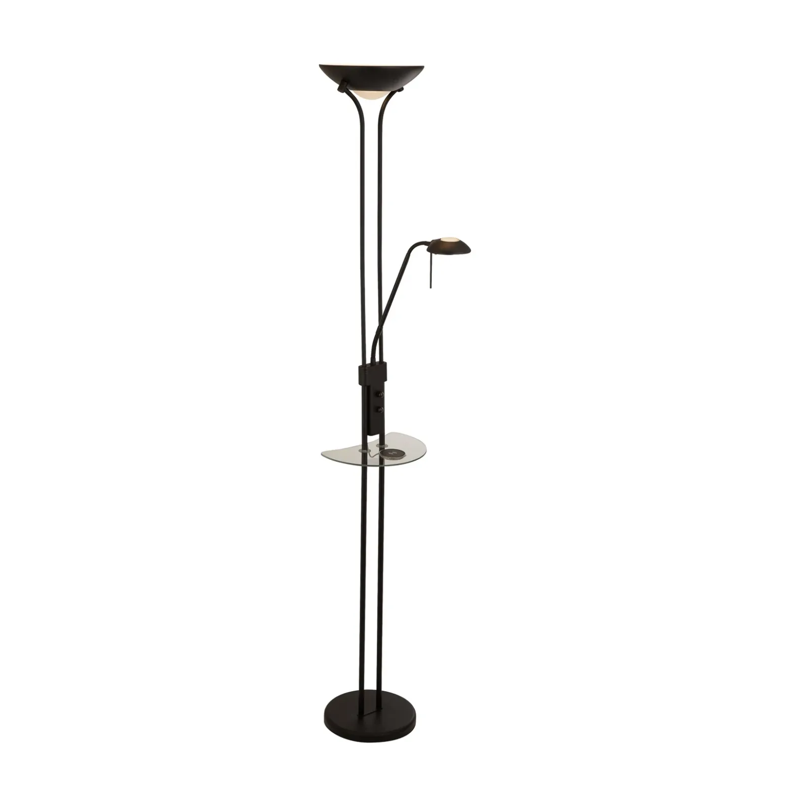 Lámpara de pie LED Mother & Child, negra, superficie de carga, atenuable