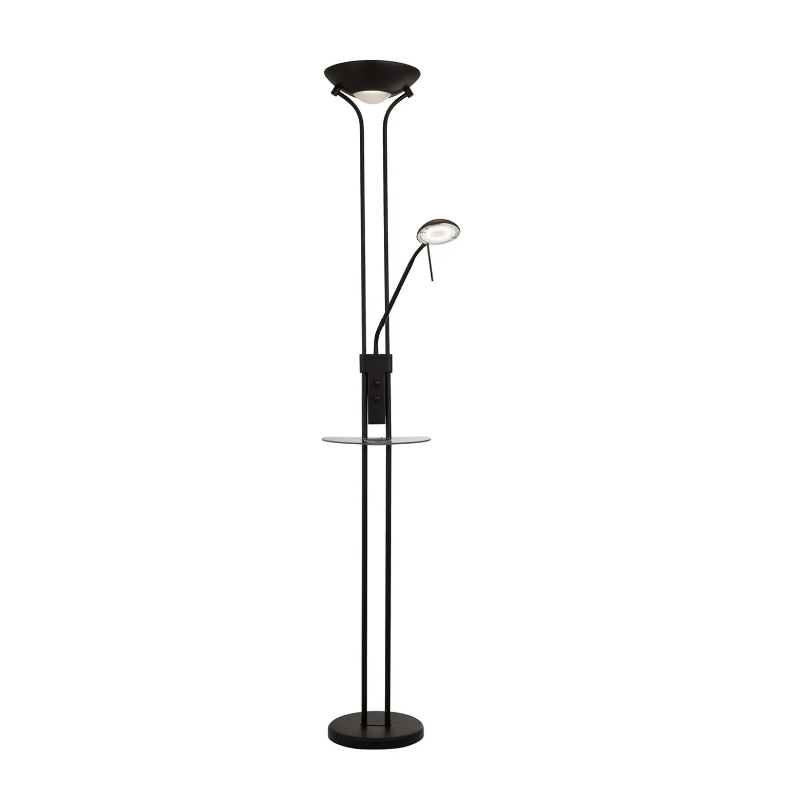 Lámpara de pie LED Mother & Child, negra, superficie de carga, atenuable