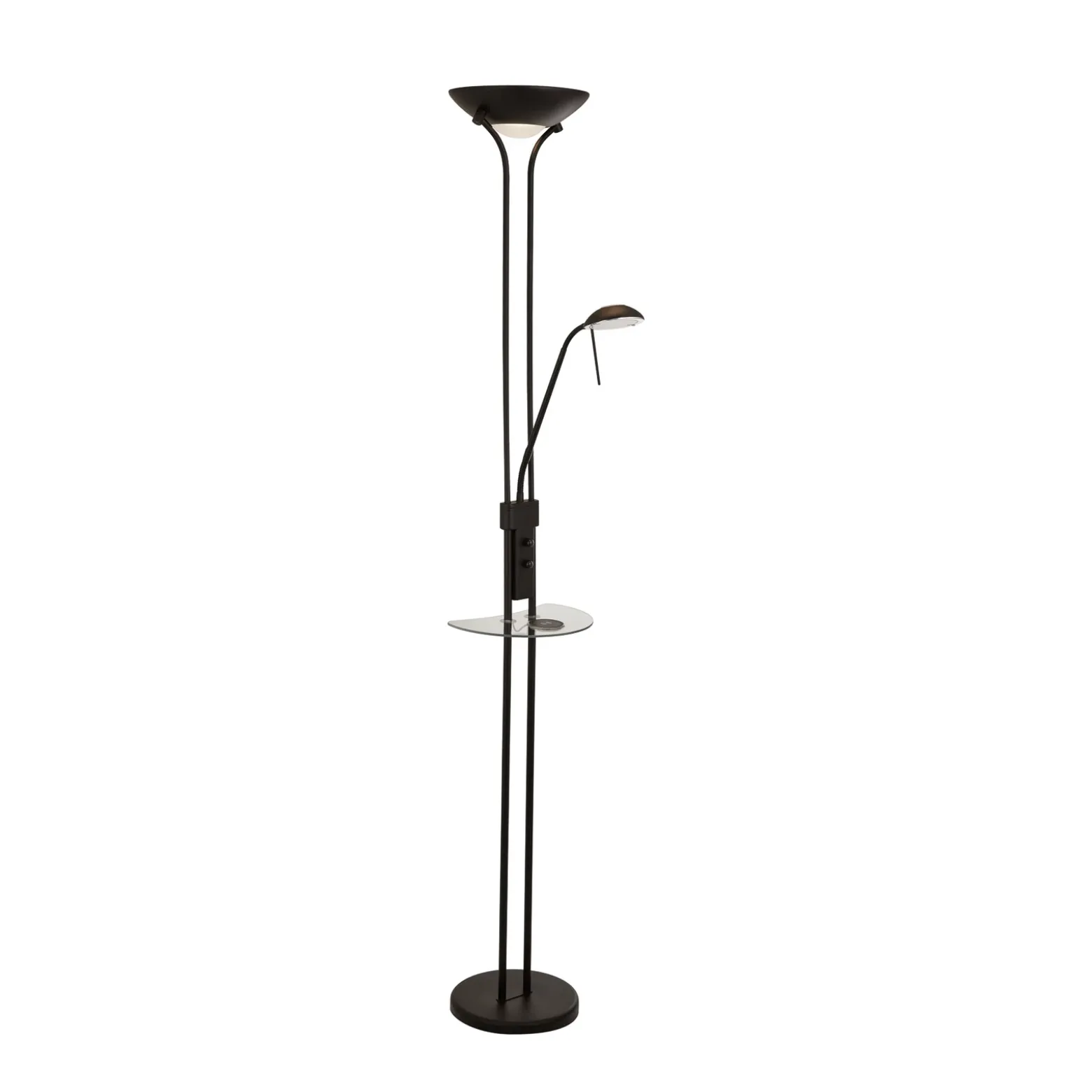 Lámpara de pie LED Mother & Child, negra, superficie de carga, atenuable