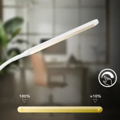Lámpara de pie LED Mura, blanca, altura 170 cm, metal, regulador táctil