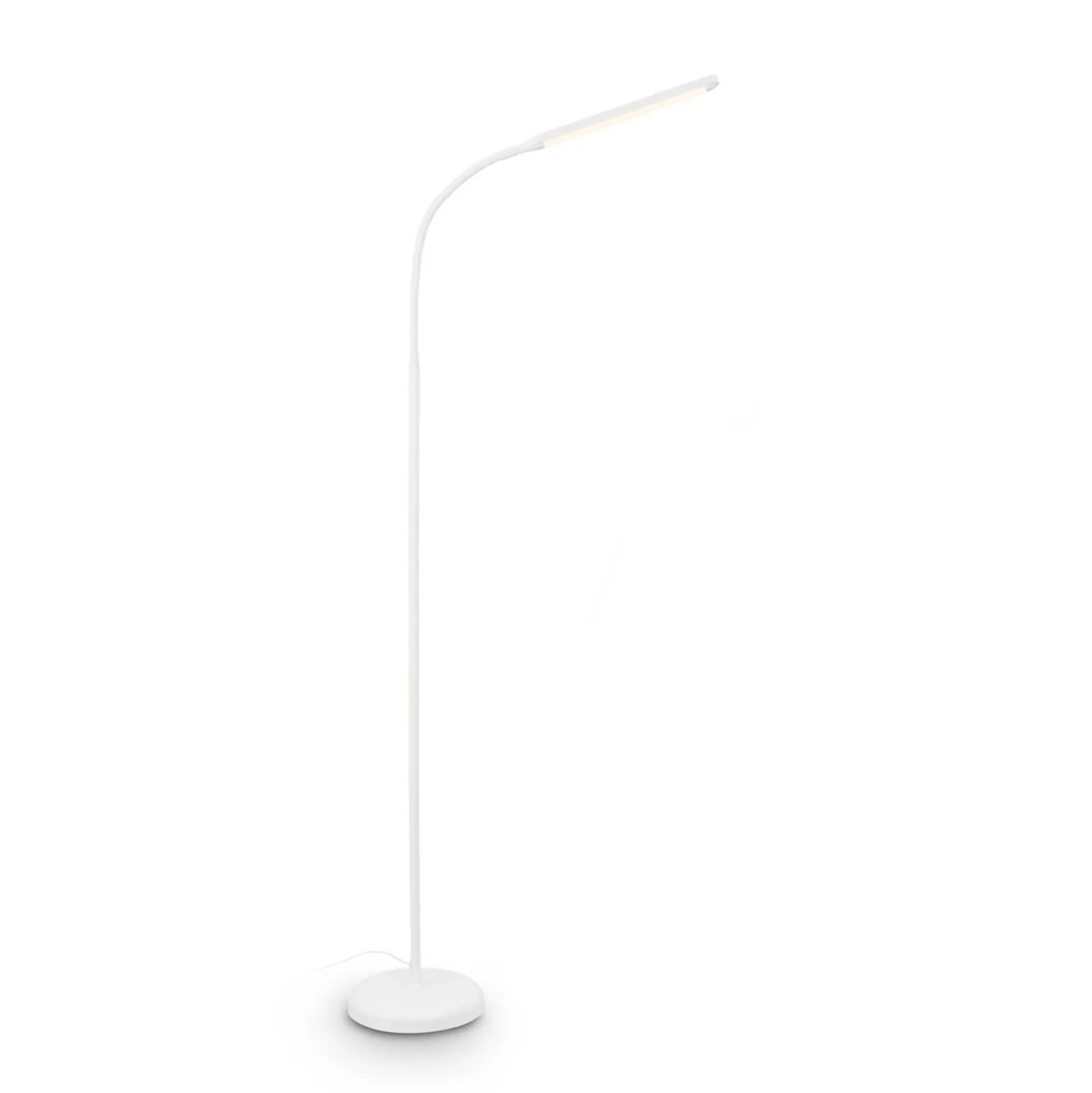 Lámpara de pie LED Mura, blanca, altura 170 cm, metal, regulador táctil