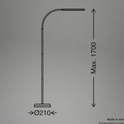Lámpara de pie LED Mura, blanca, altura 170 cm, metal, regulador táctil