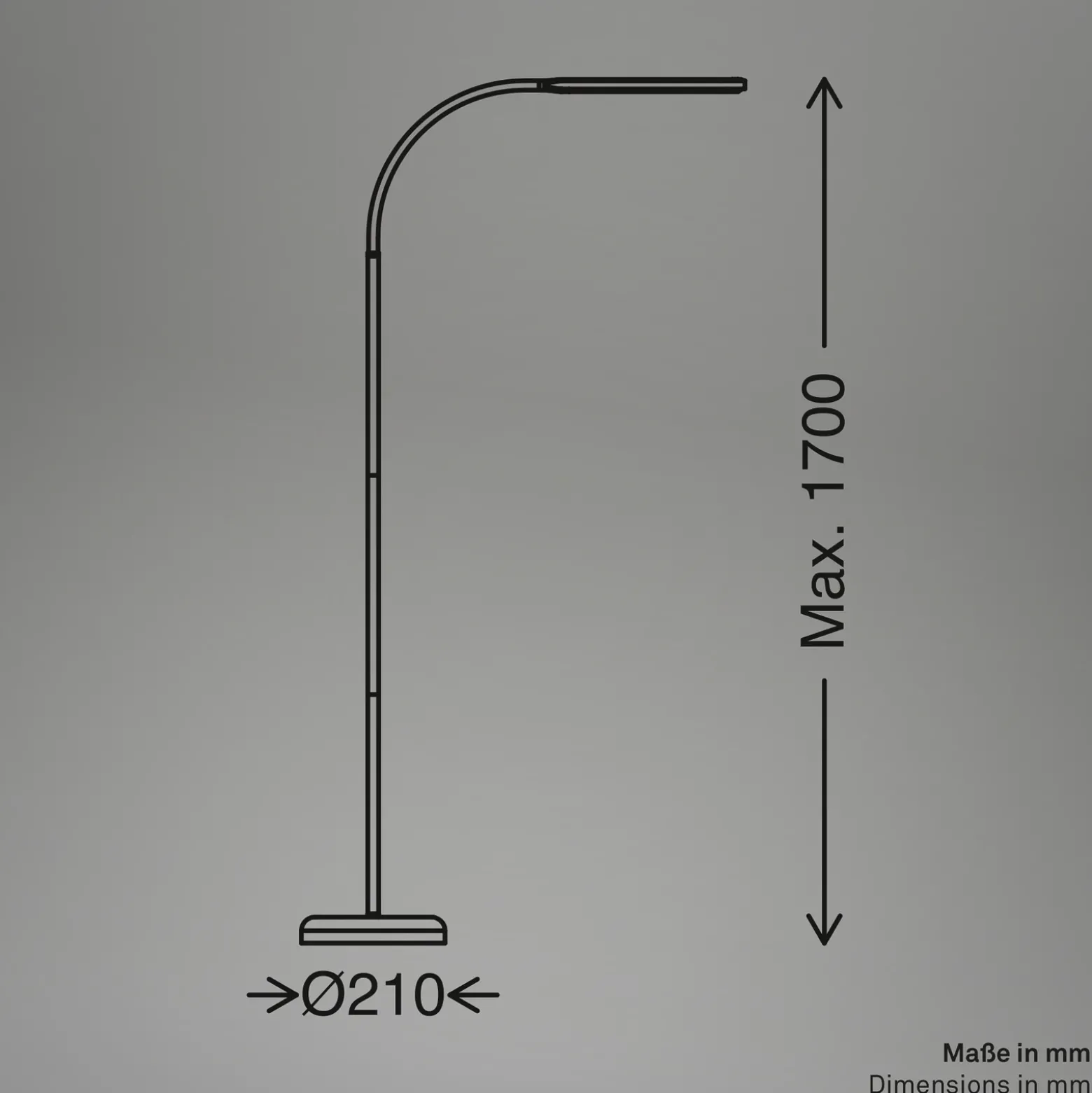 Lámpara de pie LED Mura, negro, altura 170 cm, metal, regulador táctil
