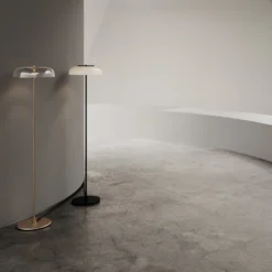 Lámpara de pie LED Nuura Blossi, altura 120 cm, color dorado/transparente