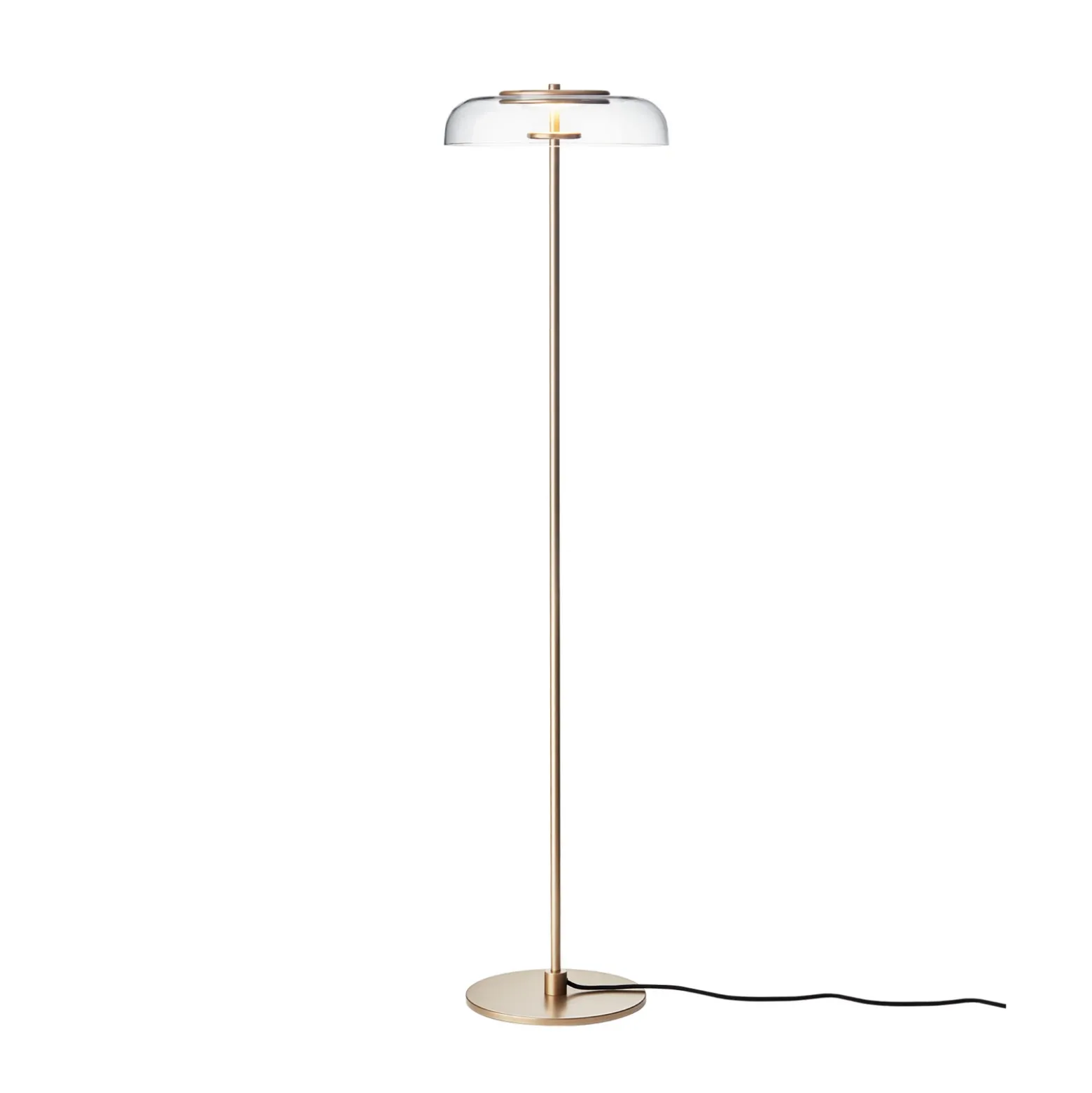 Lámpara de pie LED Nuura Blossi, altura 120 cm, color dorado/transparente