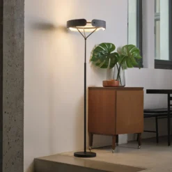 Lámpara de pie LED OSRAM Decor Curve Felt, gris, fieltro, 3000 K