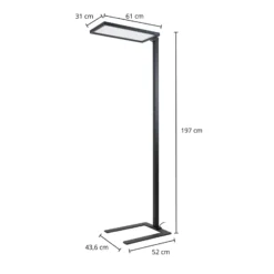 Lámpara de pie LED para oficina Arcchio Nelus, negra, con sensor, atenuable