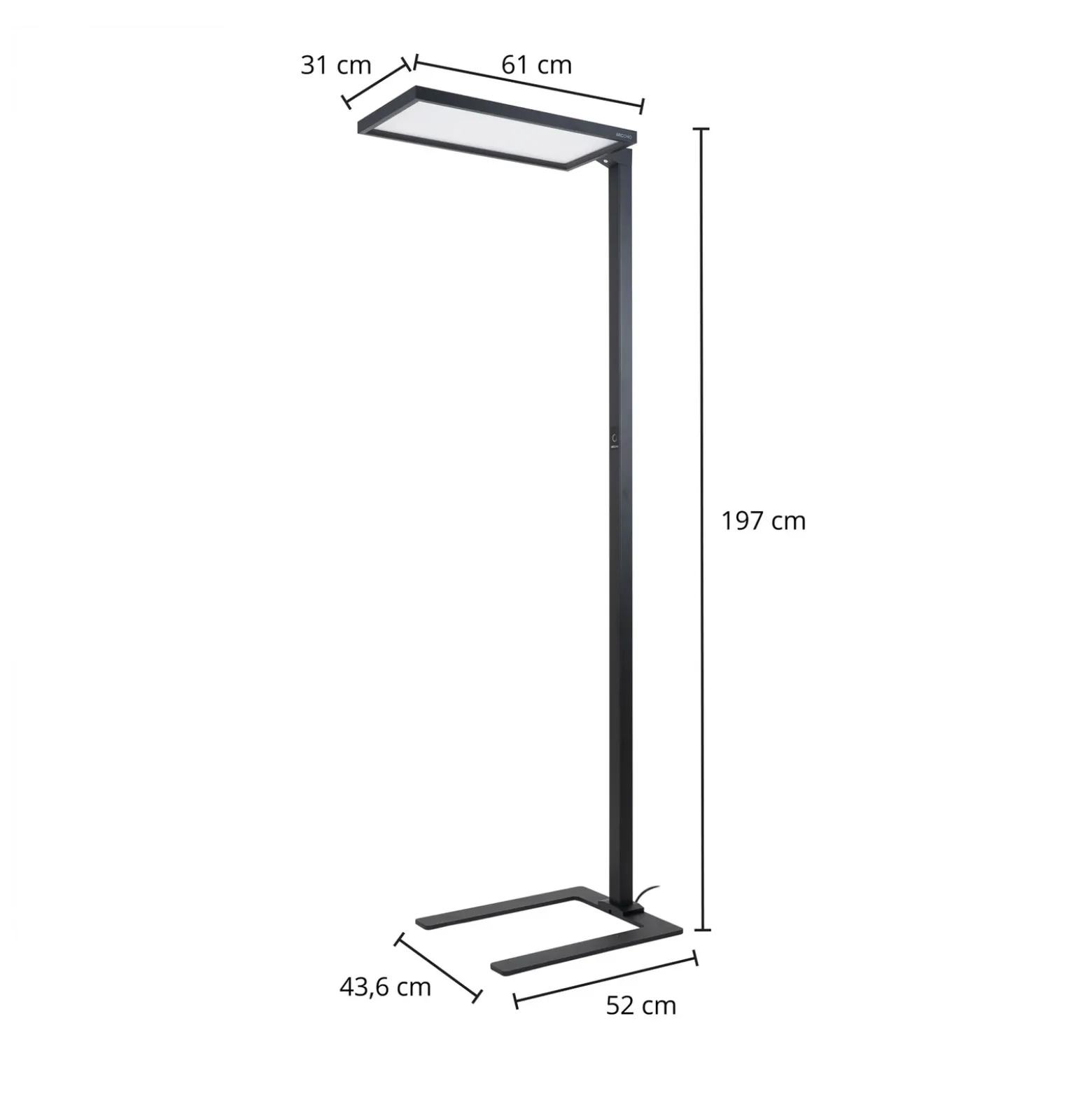 Lámpara de pie LED para oficina Arcchio Nelus, negra, con sensor, atenuable