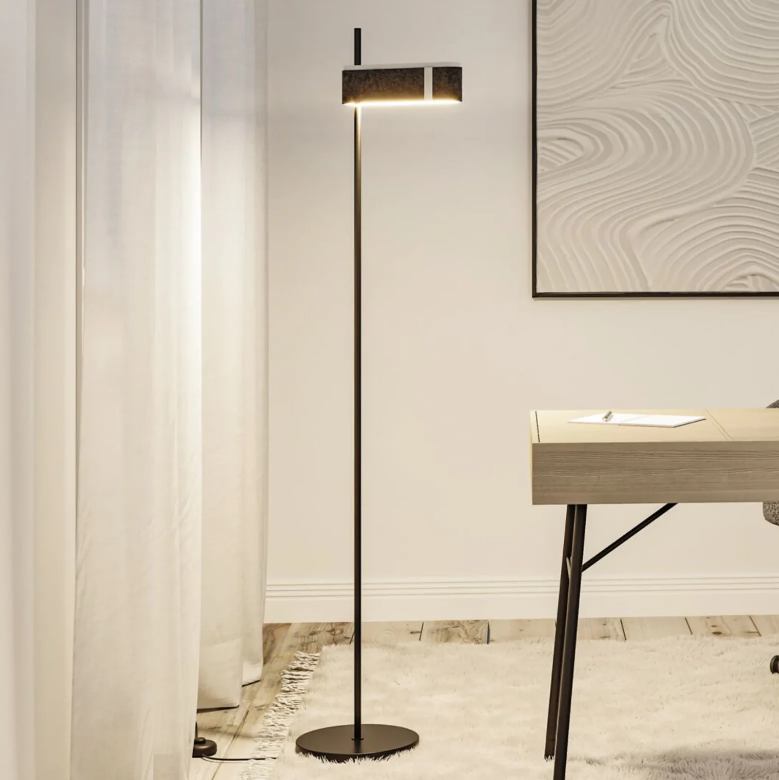 Lámpara de pie LED Paulmann Smart Jagun, antracita, 151 cm, fieltro