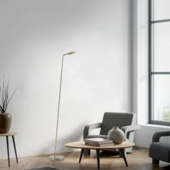 Lámpara de pie LED Paul Neuhaus Akku-Bente, latón, CCT, USB-C