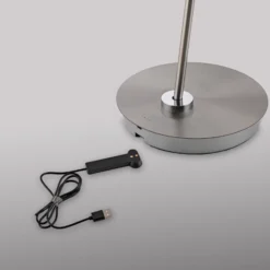 Lámpara de pie LED Paul Neuhaus Akku-Bente, gris, CCT, USB-C