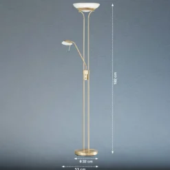 Lámpara de pie LED Pool, color latón, altura 182 cm, 2 luces.