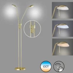 Lámpara de pie LED Pool, color latón, altura 160 cm, 2 luces.