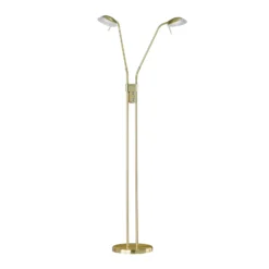 Lámpara de pie LED Pool, color latón, altura 160 cm, 2 luces.