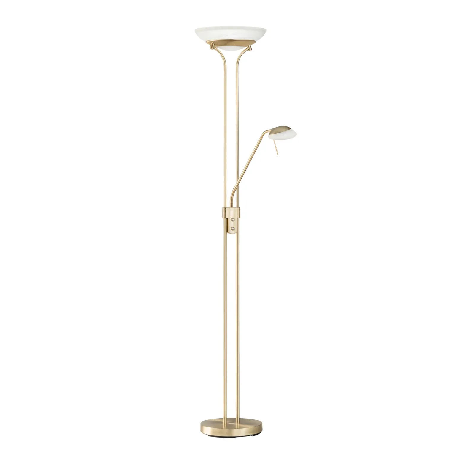 Lámpara de pie LED Pool, color latón, altura 182 cm, 2 luces.
