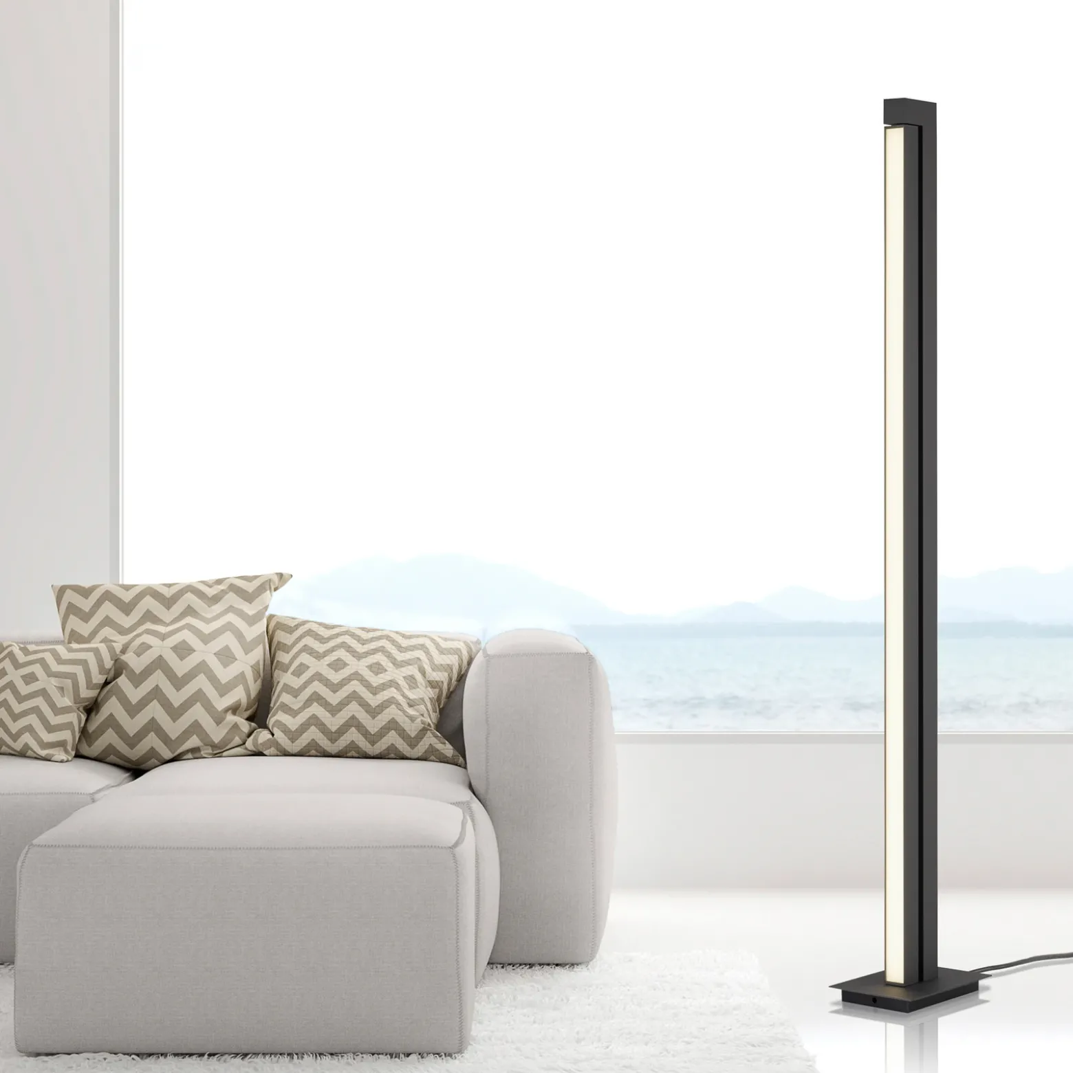 Lámpara de pie LED PURE Lines, antracita, control remoto, 140 cm