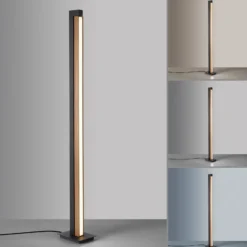 Lámpara de pie LED PURE Lines, negra, madera, control remoto, 140 cm