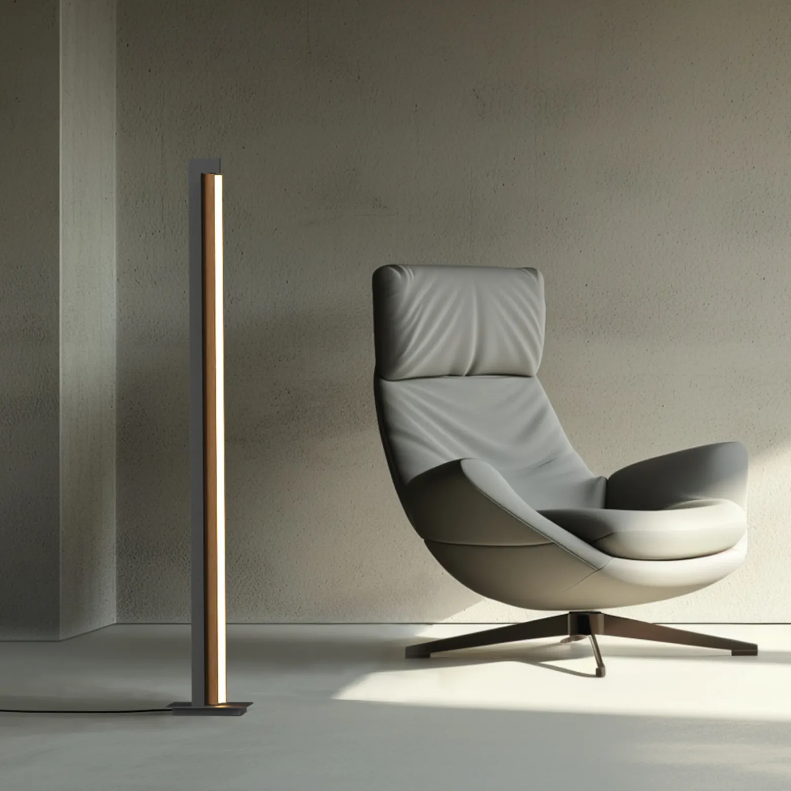 Lámpara de pie LED PURE Lines, negra, madera, control remoto, 140 cm