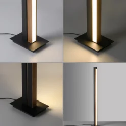 Lámpara de pie LED PURE Lines, negra, madera, control remoto, 140 cm