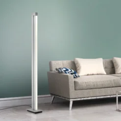 Lámpara de pie LED PURE Lines, plata, control remoto, 140 cm