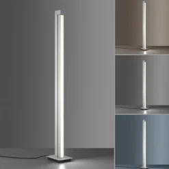 Lámpara de pie LED PURE Lines, plata, control remoto, 140 cm