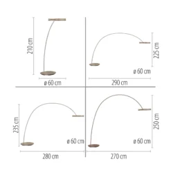 Lámpara de pie LED PURE Loop-Bow, color bronce, altura de 290 cm
