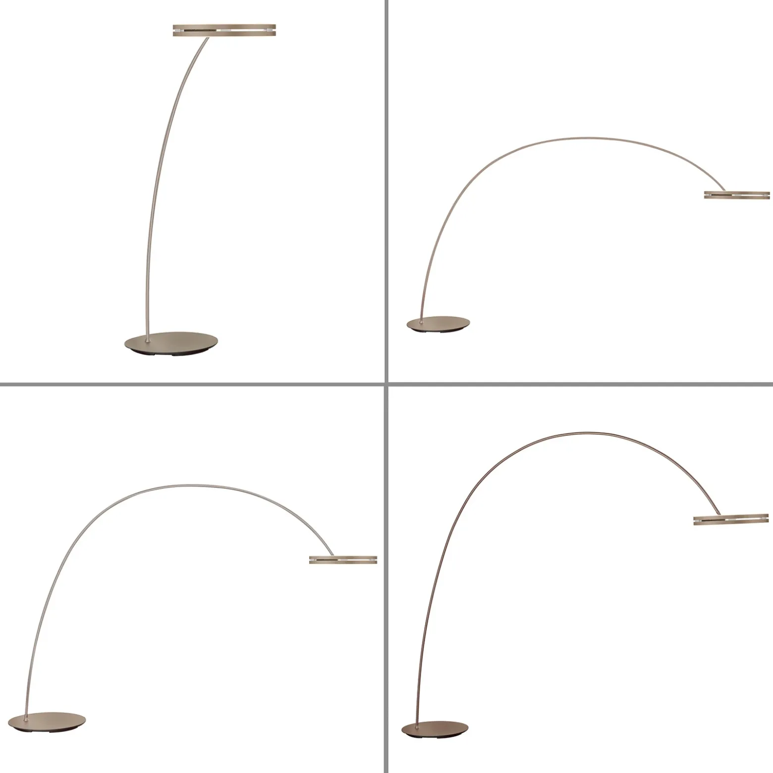 Lámpara de pie LED PURE Loop-Bow, color bronce, altura de 290 cm