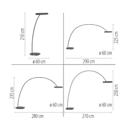 Lámpara de pie LED PURE Loop-Bow, negra, alcance de 290 cm, CCT