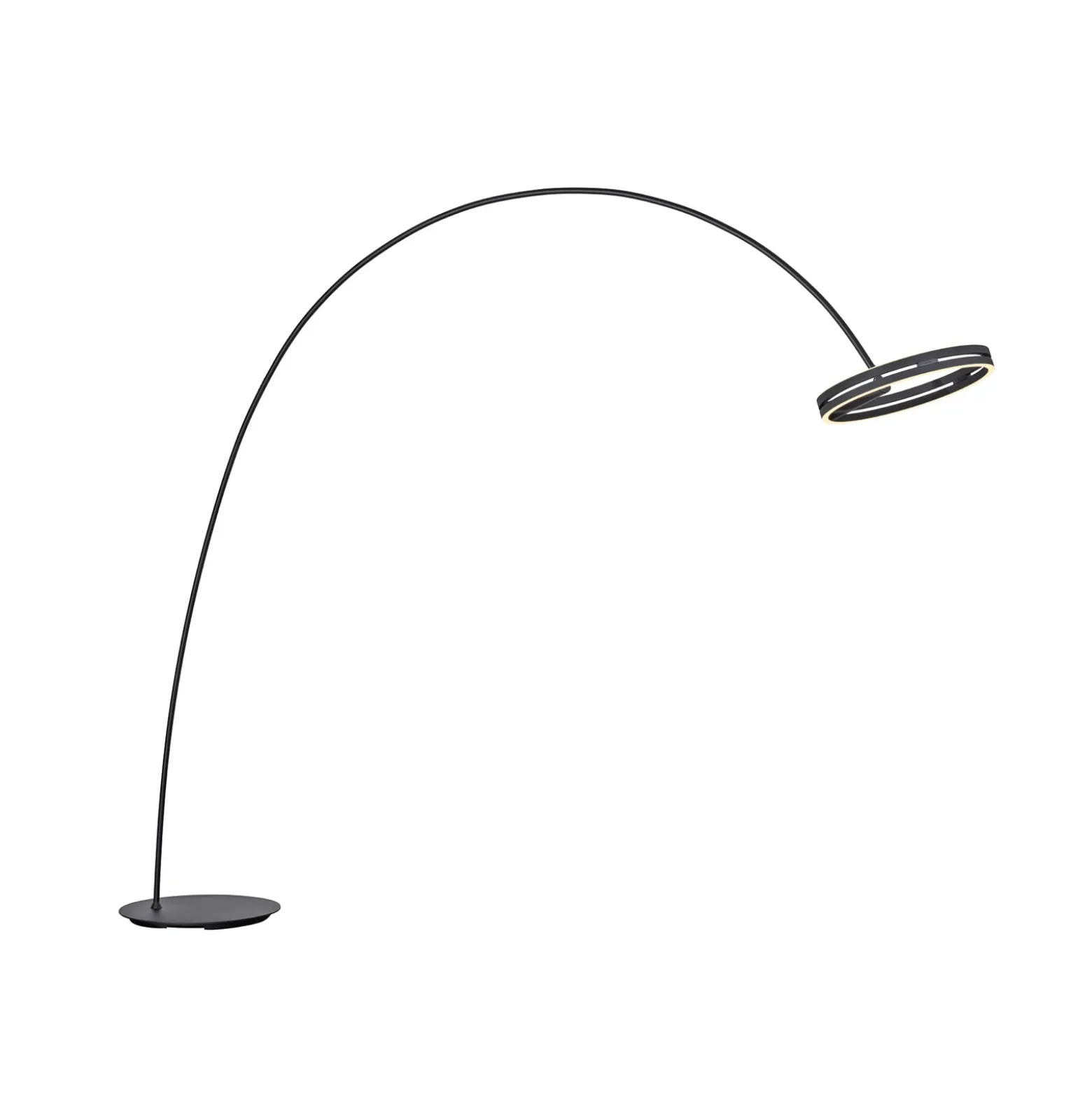 Lámpara de pie LED PURE Loop-Bow, negra, alcance de 290 cm, CCT