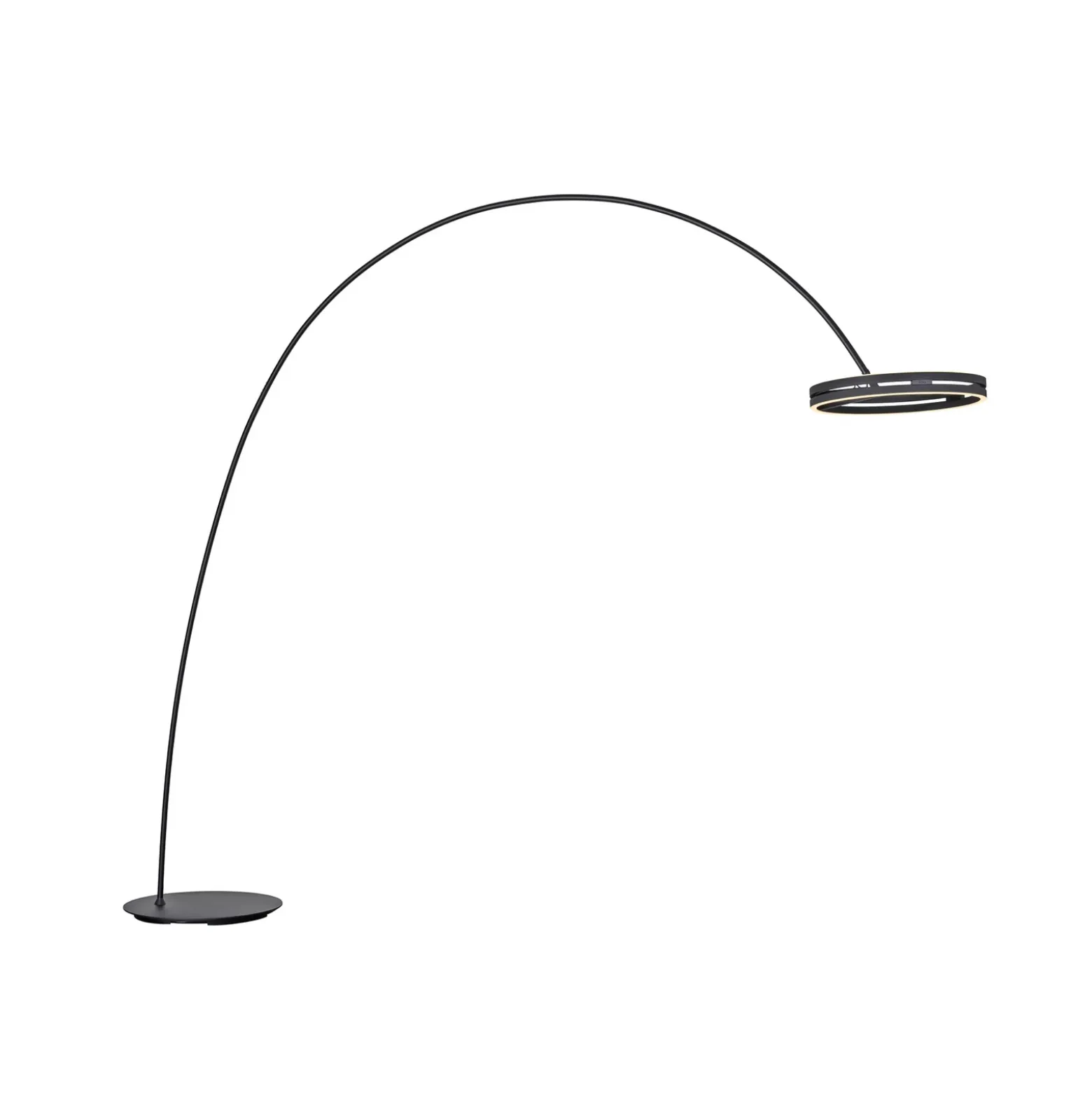 Lámpara de pie LED PURE Loop-Bow, negra, alcance de 290 cm, CCT