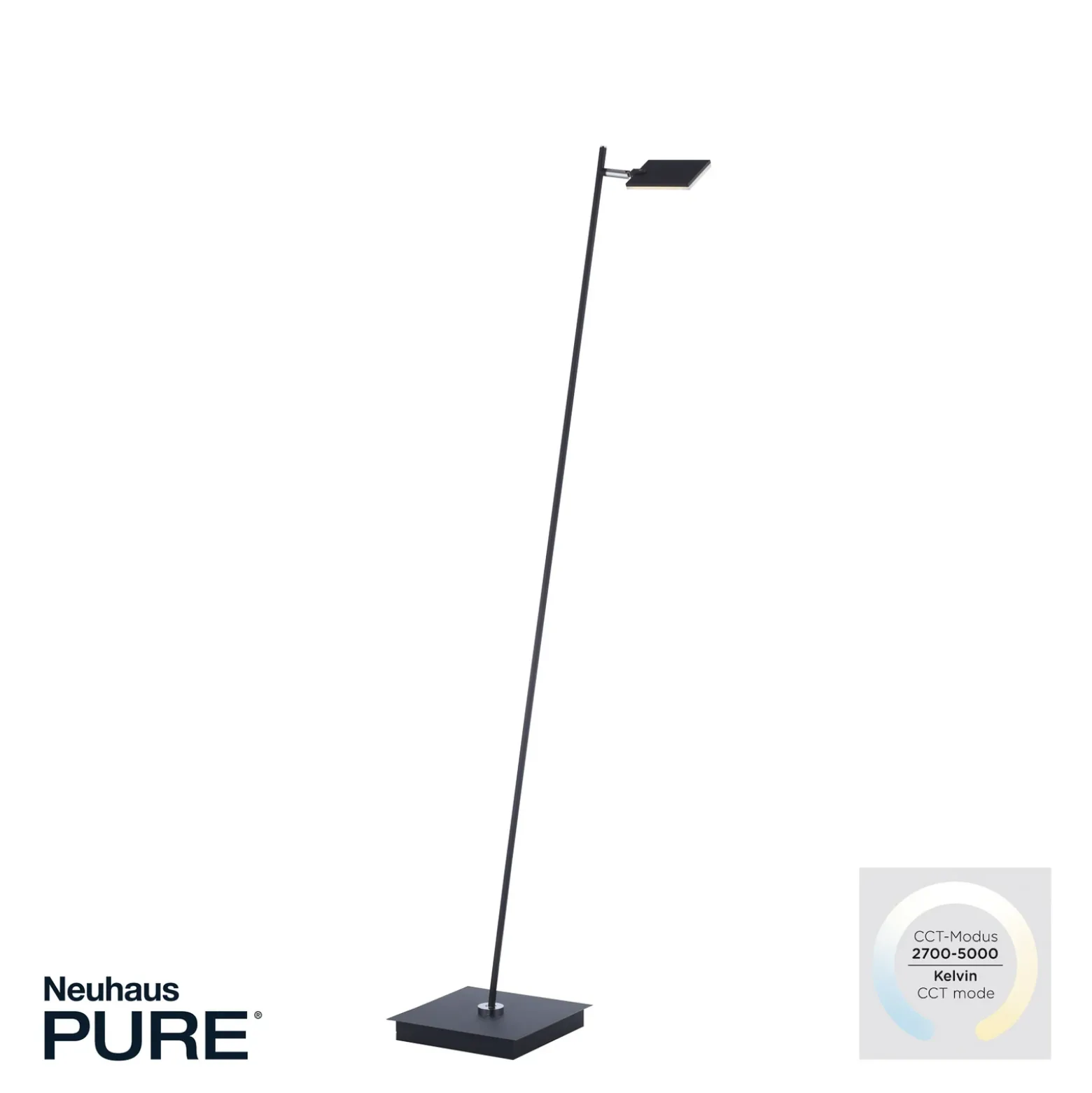Lámpara de pie LED PURE Mira, negro perla, con control remoto