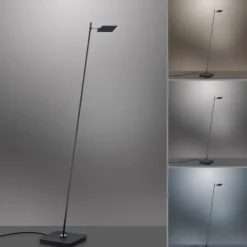 Lámpara de pie LED PURE Mira, negro perla, con control remoto