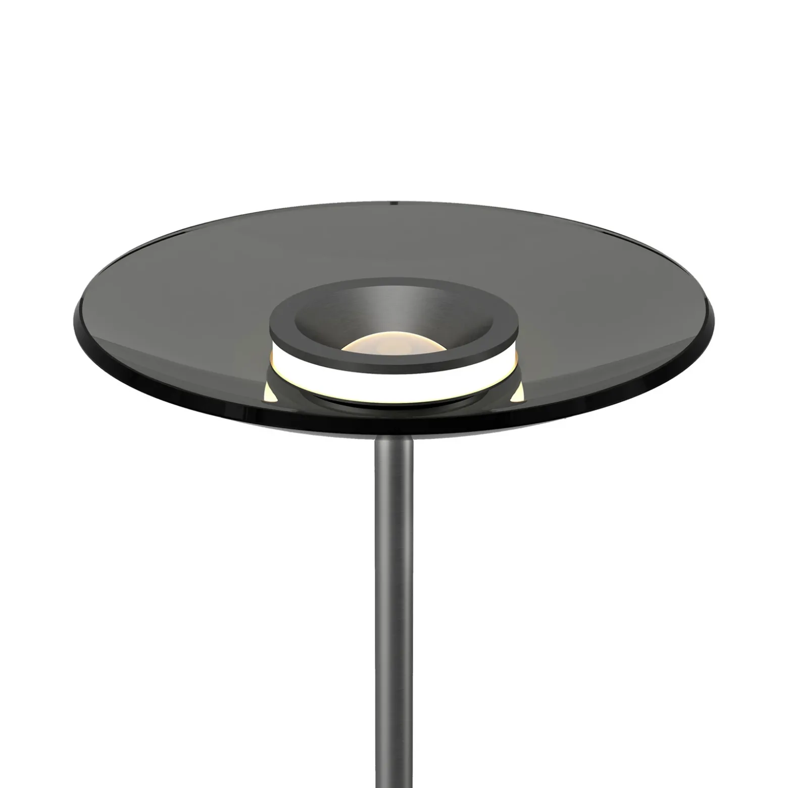 Lámpara de pie LED PURE Moon, platino, cristal ahumado, 180 cm