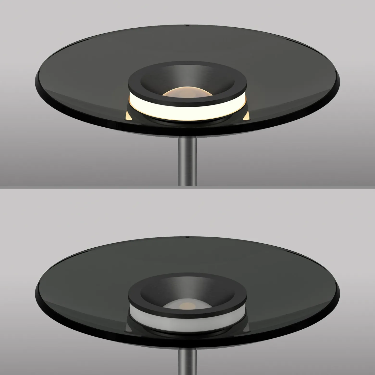 Lámpara de pie LED PURE Moon, platino, cristal ahumado, 180 cm