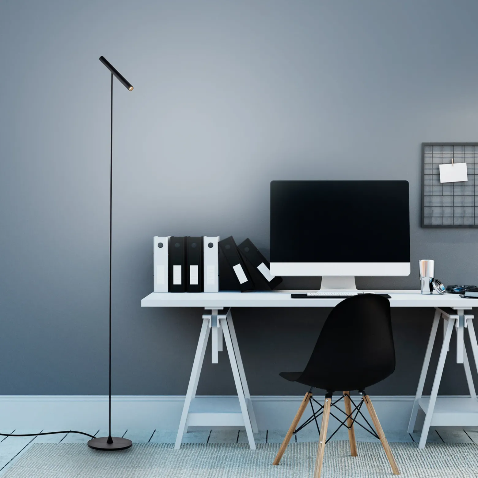 Lámpara de pie LED PURE Tutua, regulador con sensor, negro