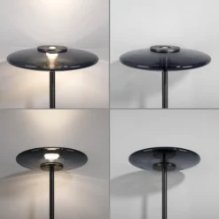 Lámpara de pie LED PURE Vitrum, aluminio gris/vidrio, regulador táctil