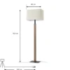 Lámpara de pie LED Quitani Lisene, roble/negro/natural, 162 cm, atenuable.