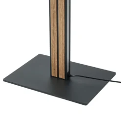 Lámpara de pie LED Quitani Lisene, roble/negro/natural, 162 cm, atenuable.
