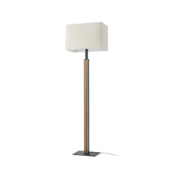 Lámpara de pie LED Quitani Lisene, roble/negro/natural, 162 cm, atenuable.