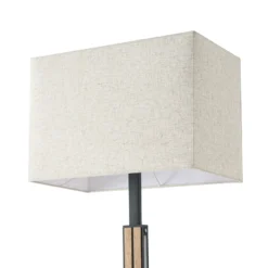 Lámpara de pie LED Quitani Lisene, roble/negro/natural, 162 cm, atenuable.
