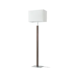 Lámpara de pie LED Quitani Lisene, nogal/plata/natural, 162 cm, atenuable