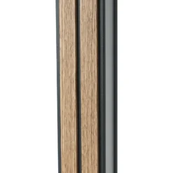 Lámpara de pie LED Quitani Lisene, roble/negro/natural, 162 cm, atenuable.