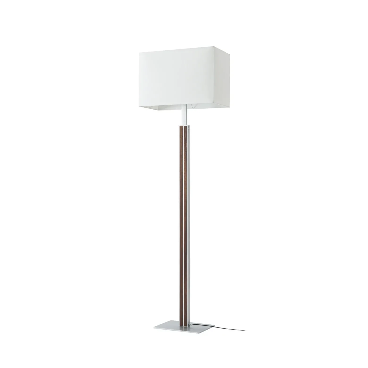 Lámpara de pie LED Quitani Lisene, nogal/plata/natural, 162 cm, atenuable