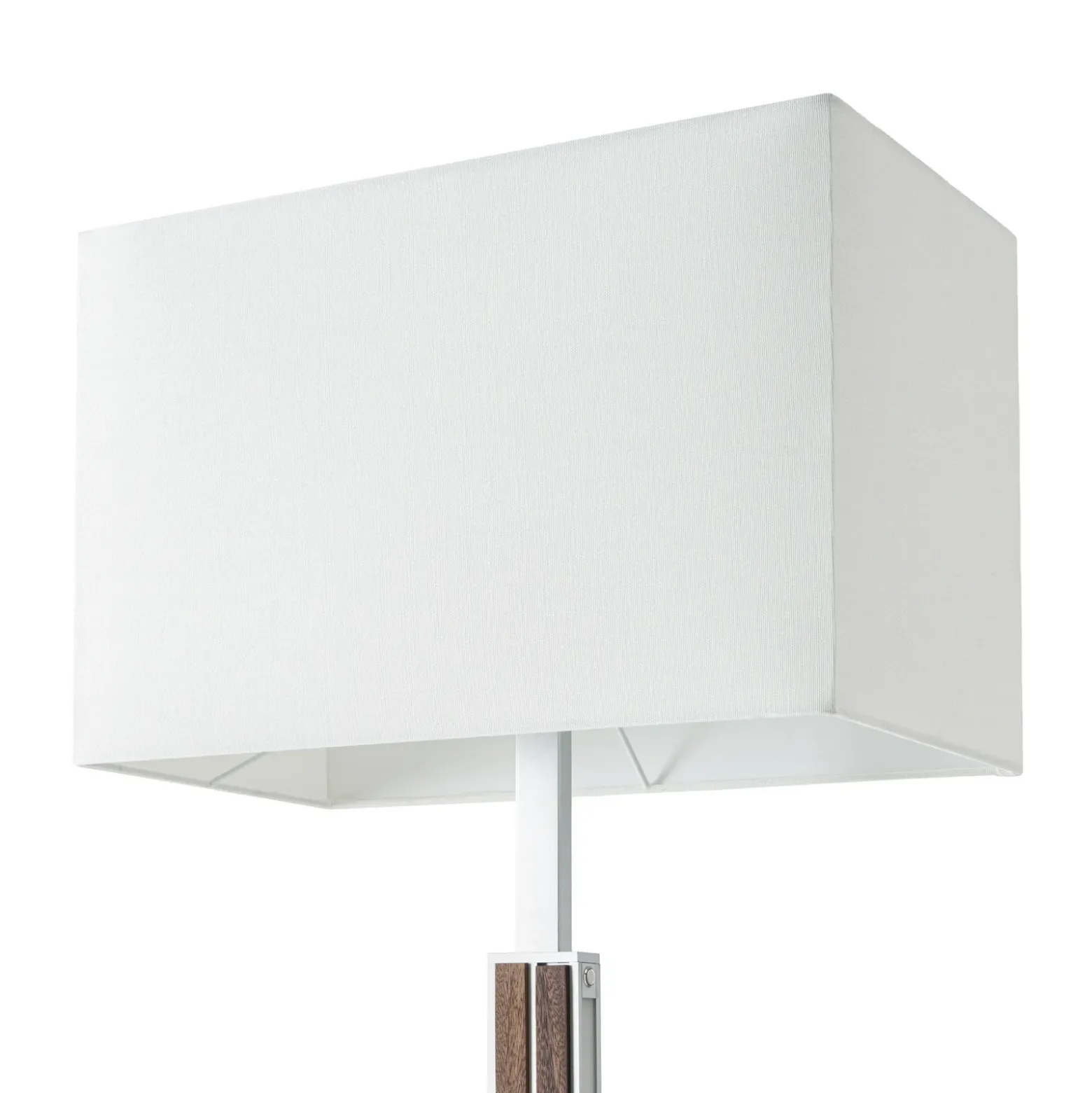 Lámpara de pie LED Quitani Lisene, nogal/plata/natural, 162 cm, atenuable